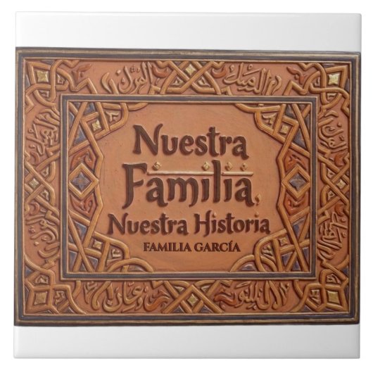 ハンドメイド陶器: "私たちの家族、私たちの歴史" タイル (正面)