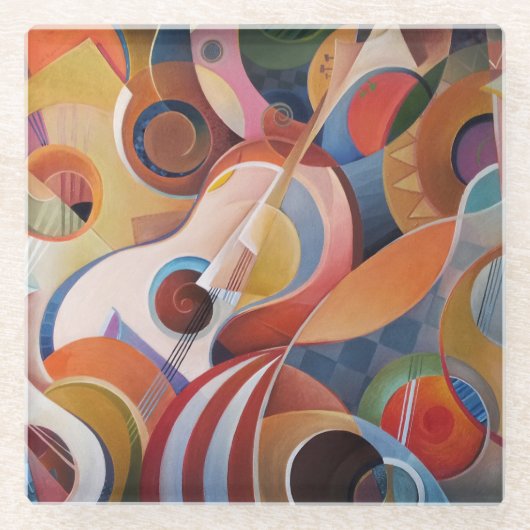 ハンドメイド音楽抽象芸術絵画ズ ガラスコースター (正面)