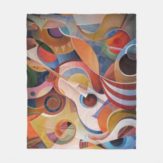 ハンドメイド音楽抽象芸術絵画ズ フリースブランケット (正面)