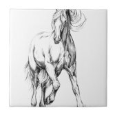ハンドメイド馬のスケッチのスケッチの芸術 タイル (正面)