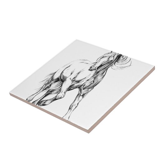 ハンドメイド馬のスケッチのスケッチの芸術 タイル (側面)