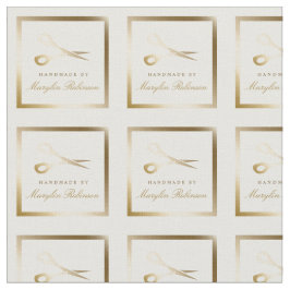 ハンドメイド|の白い及び金ゴールドのはさみを切って下さい及び縫って下さい ファブリック