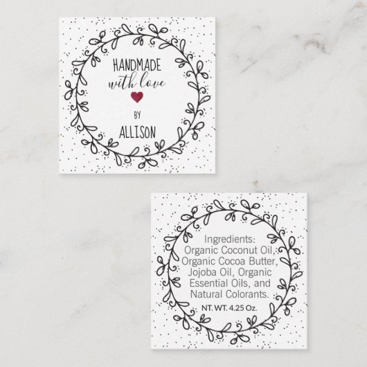 ハンドメイド ウィズ ラブ クラフト 両面ハンギングタグ スクエア名刺 (正面/裏面)