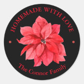 ハンドメイド ウィズ ラブ クリスマス フラワー ラウンドシール (正面)
