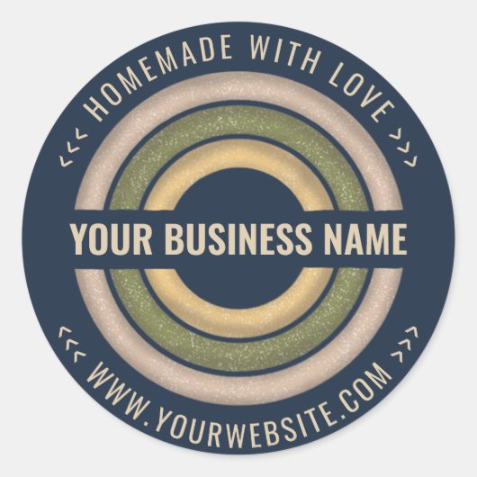 ハンドメイド ウィズ ラブ | ネイビーブルー 小規模ビジネス ラウンドシール (正面)