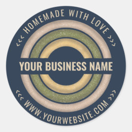 ハンドメイド ウィズ ラブ | ネイビーブルー 小規模ビジネス ラウンドシール