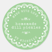 ハンドメイド ウィズ ラブ ラベル ジャー グリーン 缶詰 ステッカー (正面)