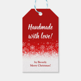 ハンドメイド ウィズ ラブ 赤いクリスマスの雪の結晶 ギフトタグ