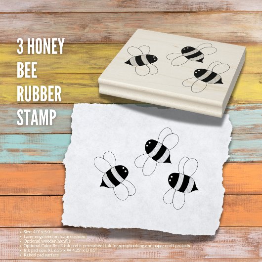 ハンドメイド&デコレーションのための3匹のハチ ラバースタンプ