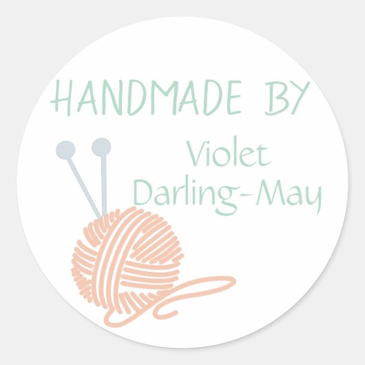 ハンドメイド-パーソナライズな編み物のヤーン及び針 ラウンドシール (正面)