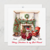 ハンドメイド ベストフレンド クリスマスカード メリークリスマス 招待状 (正面/裏面)
