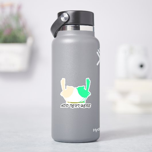 ハンドメイド メッセージ ,ピンクとグリーンの鳥がキスする枝 シール (HydroFlask)