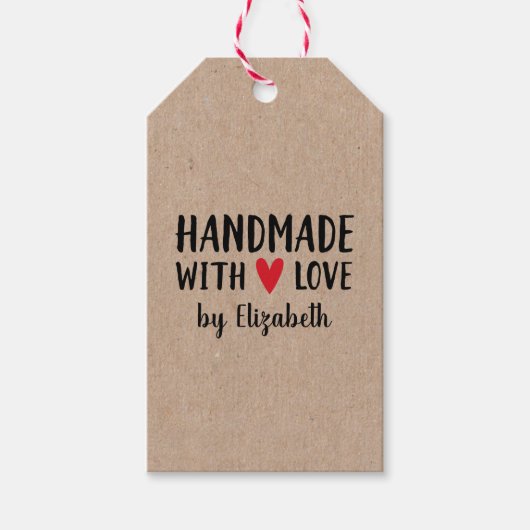 ハンドメイド ラブ ギフトタグ 個別名入れ クラフト紙 (正面)