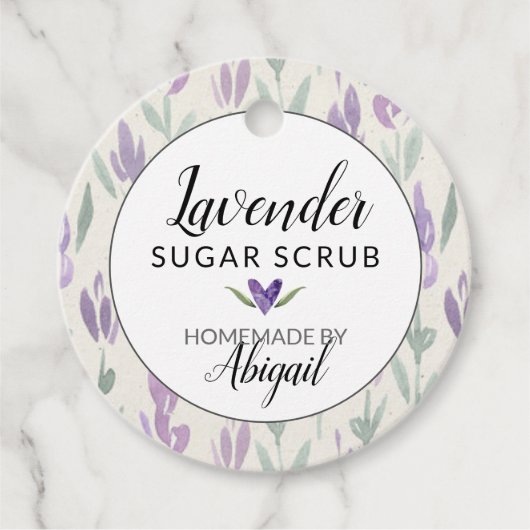 ハンドメイド ラベンダー バスソルトまたはシュガースクラブ フェイバータグ (正面)