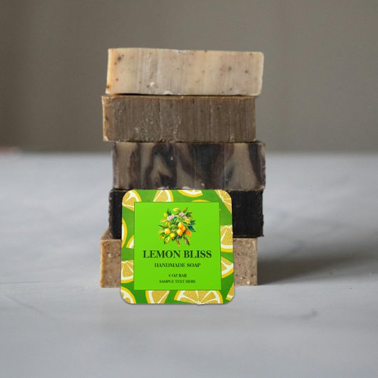 ハンドメイド レモン香り ソープ オリジナルステッカー スクエアシール