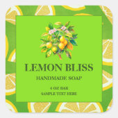 ハンドメイド レモン香り ソープ オリジナルステッカー スクエアシール (正面)