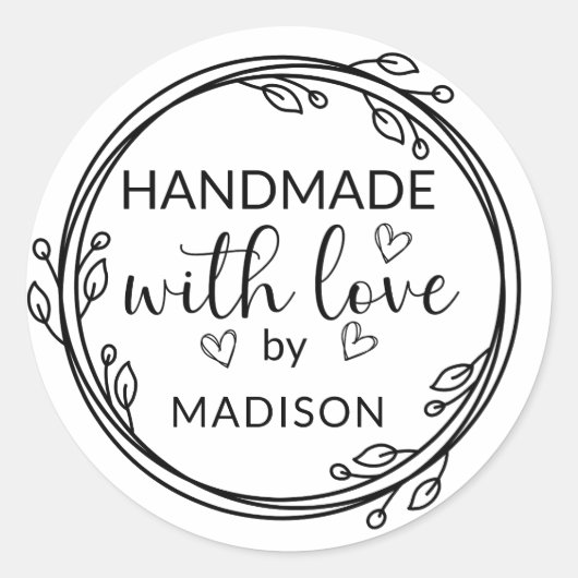 ハンドメイドwithラブ名前をカスタムする ラウンドシール (正面)