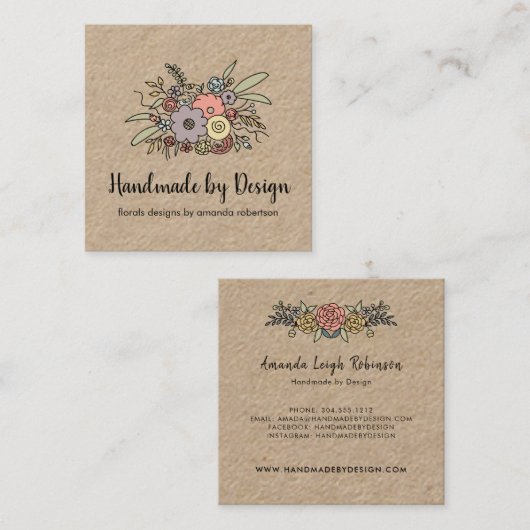 ハンドメ素朴モダンードフローラEtsyホームクレフター スクエア名刺 (正面/裏面)