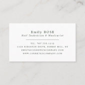 ハンドモデル、ネイリスト 名刺 (裏面)