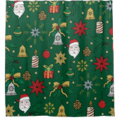 ハンドユニークドーンクリスマスドドルズグリーンデザイン シャワーカーテン (正面)