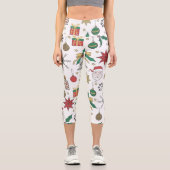 ハンドユニークドーンクリスマスドドルズデザイン カプリレギンス (正面)