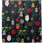 ハンドユニークドーンクリスマスドドルズブルーデザイン シャワーカーテン (正面)