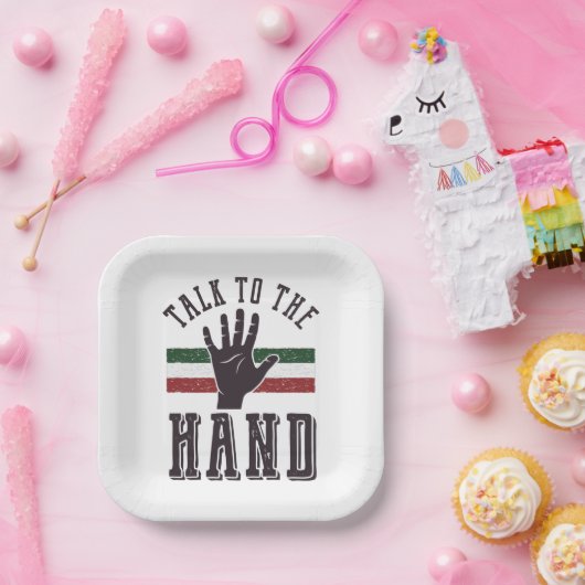 ハンドユーモア動揺してに向かって話す ペーパープレート (パーティー)