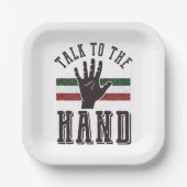 ハンドユーモア動揺してに向かって話す ペーパープレート (正面)