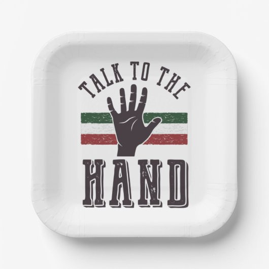 ハンドユーモア動揺してに向かって話す ペーパープレート (正面)