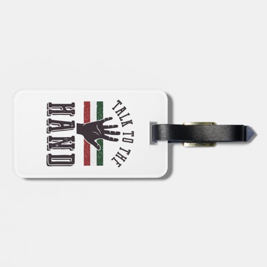 ハンドユーモア動揺してに向かって話す ラゲッジタグ (裏面横)