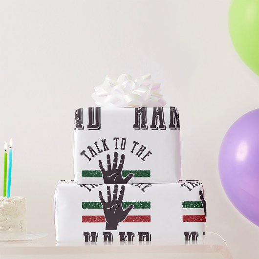 ハンドユーモア動揺してに向かって話す ラッピングペーパー