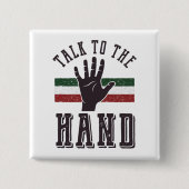 ハンドユーモア動揺してに向かって話す 缶バッジ (正面)