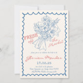 ハンドラウンフレッシュオフザマーケットブライダルシャワー招待状 招待状 (正面)