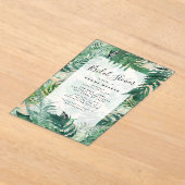 ハンドリー絵を描リーフファーングリーンリーブライダルシャワー アクリル招待状 (レイダウン)