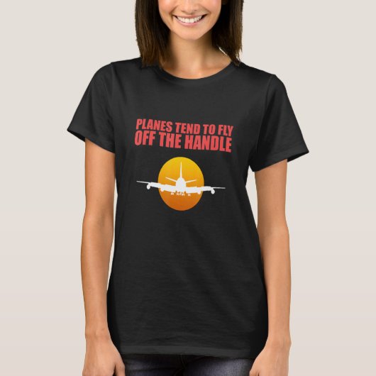 ハンドルから飛行機が飛び出す 航空宇宙工学 エンジン Tシャツ (正面)