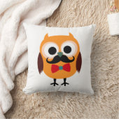 ハンドルバーの髭の口ひげを持つレトロのフクロウ クッション (ブランケット)
