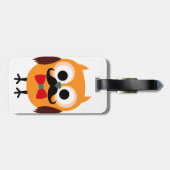 ハンドルバーの髭の口ひげを持つレトロのフクロウ ラゲッジタグ (裏面横)