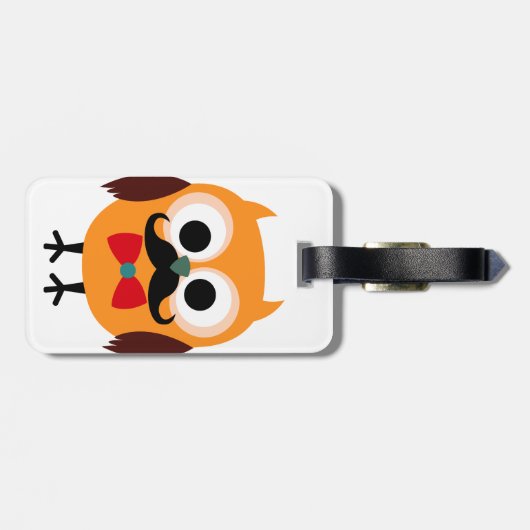 ハンドルバーの髭の口ひげを持つレトロのフクロウ ラゲッジタグ (裏面横)