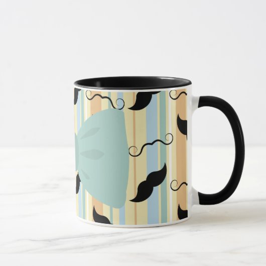 ハンドルバーの髭のBowtieレトロの黒いパターン マグカップ (右)