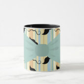 ハンドルバーの髭のBowtieレトロの黒いパターン マグカップ (中央)