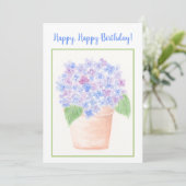 ハンドルーズ絵を描ウォーターカラーアジサイフローラ サンキューカード (スタンド正面)