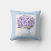 ハンドルーズ絵を描ウォーターカラーラベンダーフローラ クッション (正面)