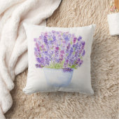 ハンドルーズ絵を描ウォーターカラーラベンダーフローラ クッション (ブランケット)