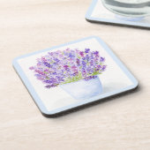 ハンドルーズ絵を描ウォーターカラーラベンダーフローラ コースター (左側)