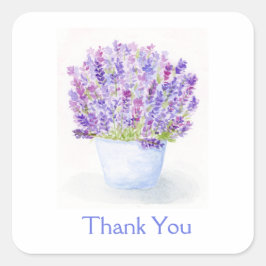 ハンドルーズ絵を描ウォーターカラーラベンダーフローラ スクエアシール