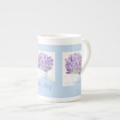 ハンドルーズ絵を描ウォーターカラーラベンダーフローラ ボーンチャイナマグカップ (正面右)