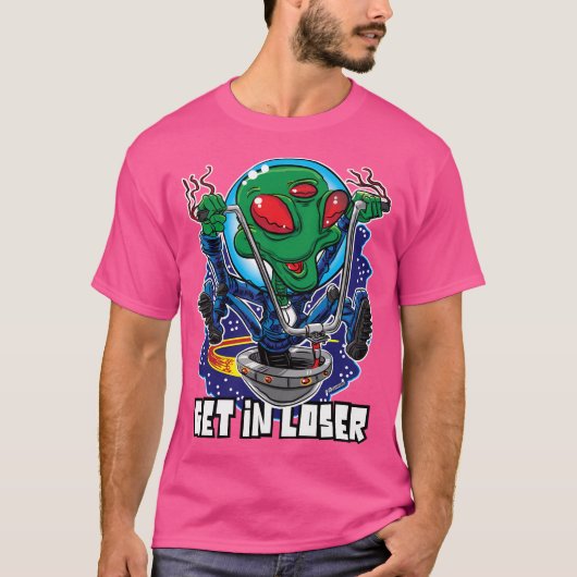 ハンドル付きの負けエイリアンUfoに入る Tシャツ (正面)