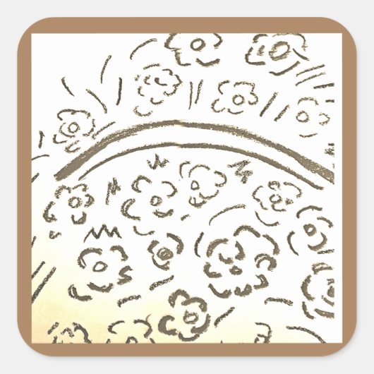 ハンドル付きセピア籠 スクエアシール (正面)