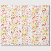 ハンドル付き赤と黄色のバスケット ラッピングペーパー (フラット)