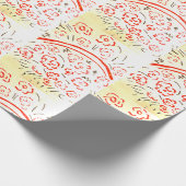 ハンドル付き赤と黄色のバスケット ラッピングペーパー (角)